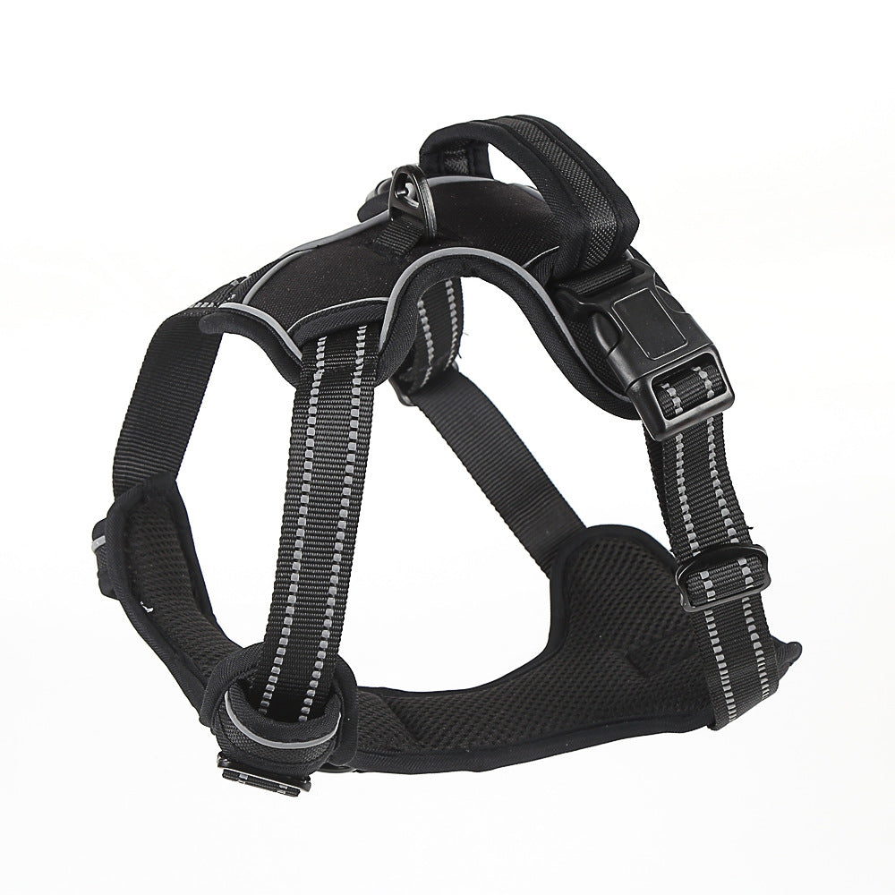 Close-up of reflective stitching on TrailPaws no-pull dog harness