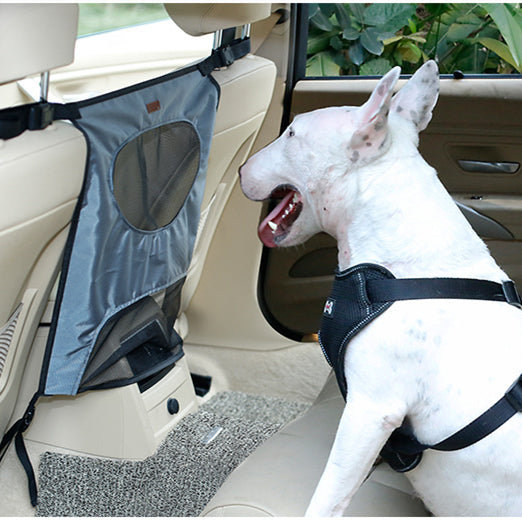 Dog car seat divider 54x49cm installed showing secure fit