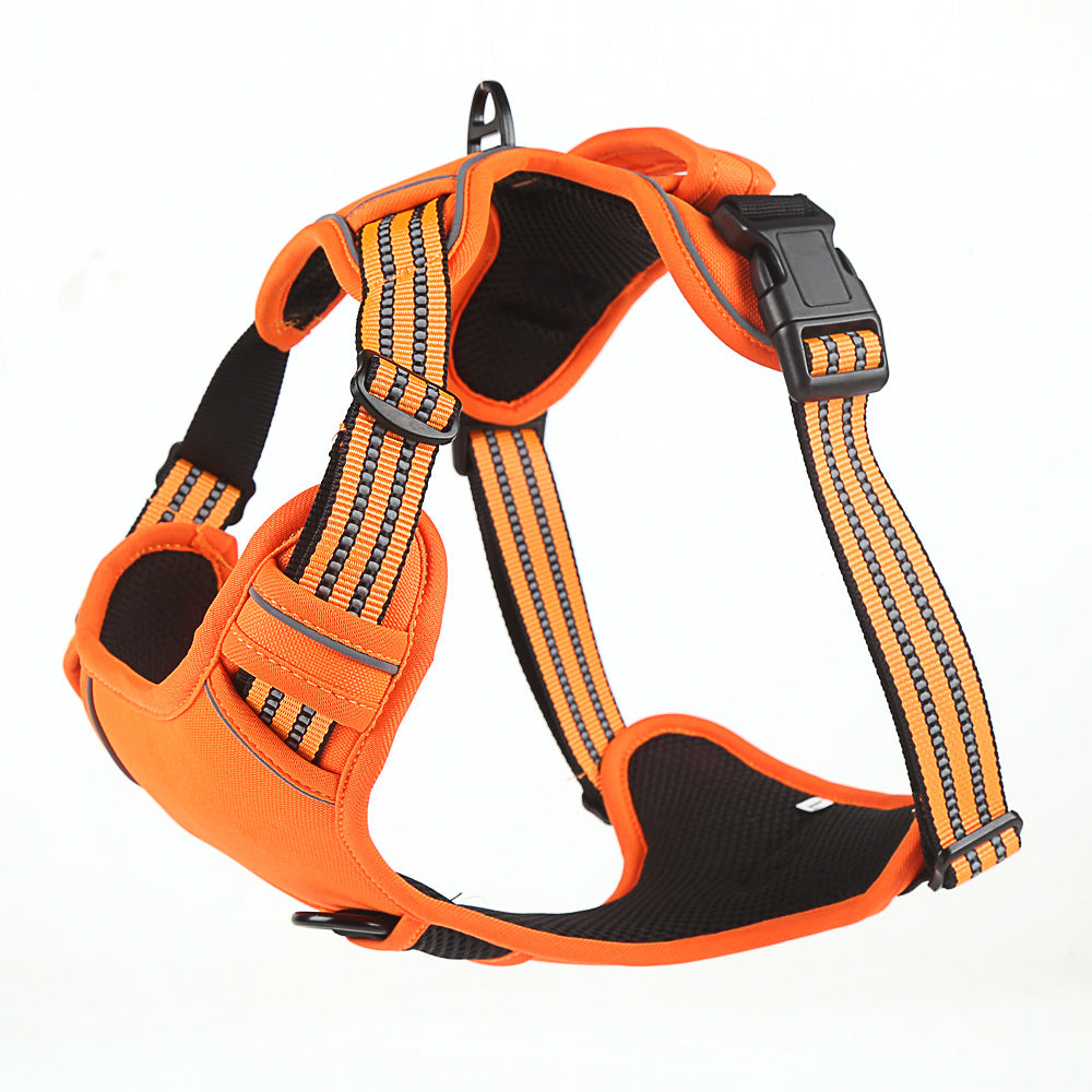 Orange reflective dog harness, harness only, no leash included