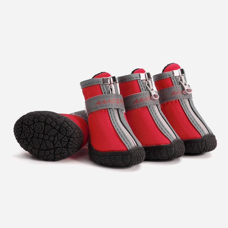 Black rubber dog rain boots for outdoor adventures and wet trails