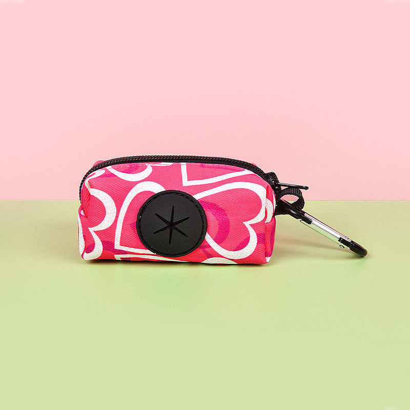 Pet waste bag dispenser set showing multiple color pattern options