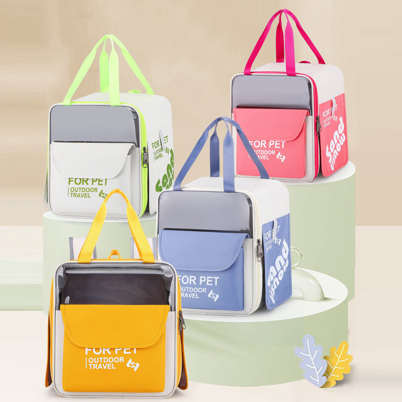Pink cat carrier backpack open showing spacious interior