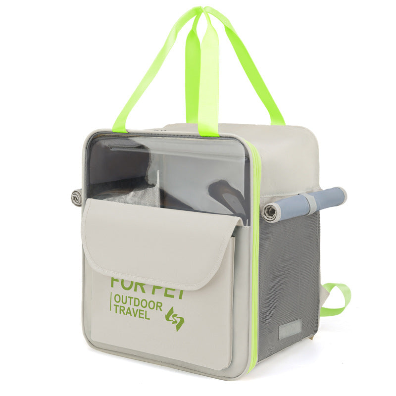 Blue cat travel backpack showing Oxford cloth and PC frame construction