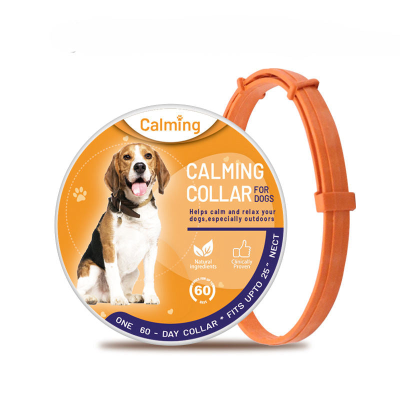 Coffee brown anxiety relief collar showing 70cm dog length