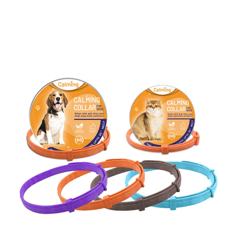 Orange calming collar for dogs with pheromone anxiety relief formula