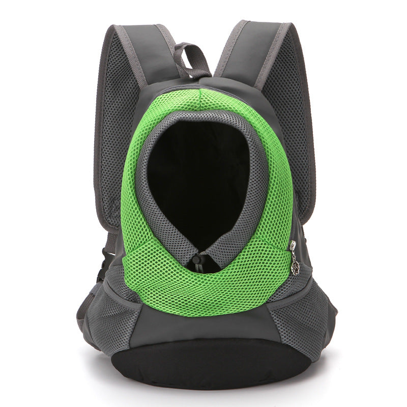 Dog carrier backpack in red showing comfortable padded straps