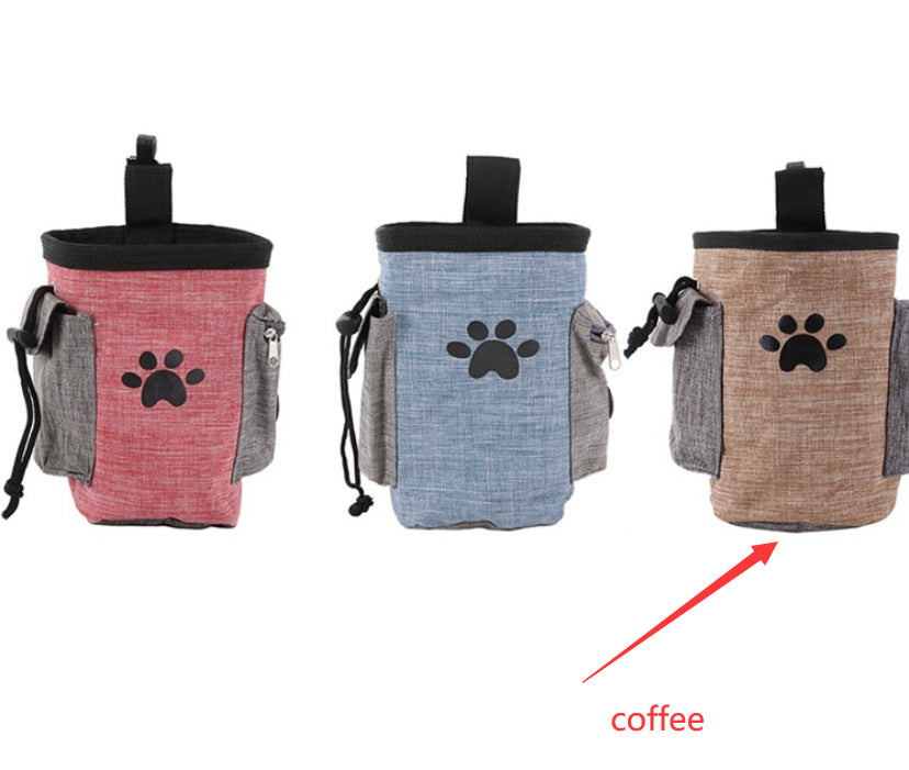Dog treat training pouch open showing multiple compartments