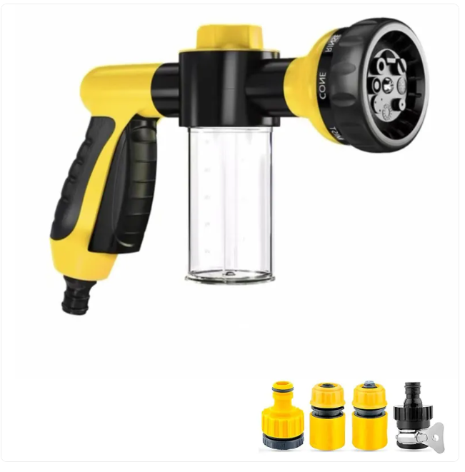 Dog Shower Brush & Sprayer – 8-in-1 Outdoor Pet Wash System with Hose Attachment